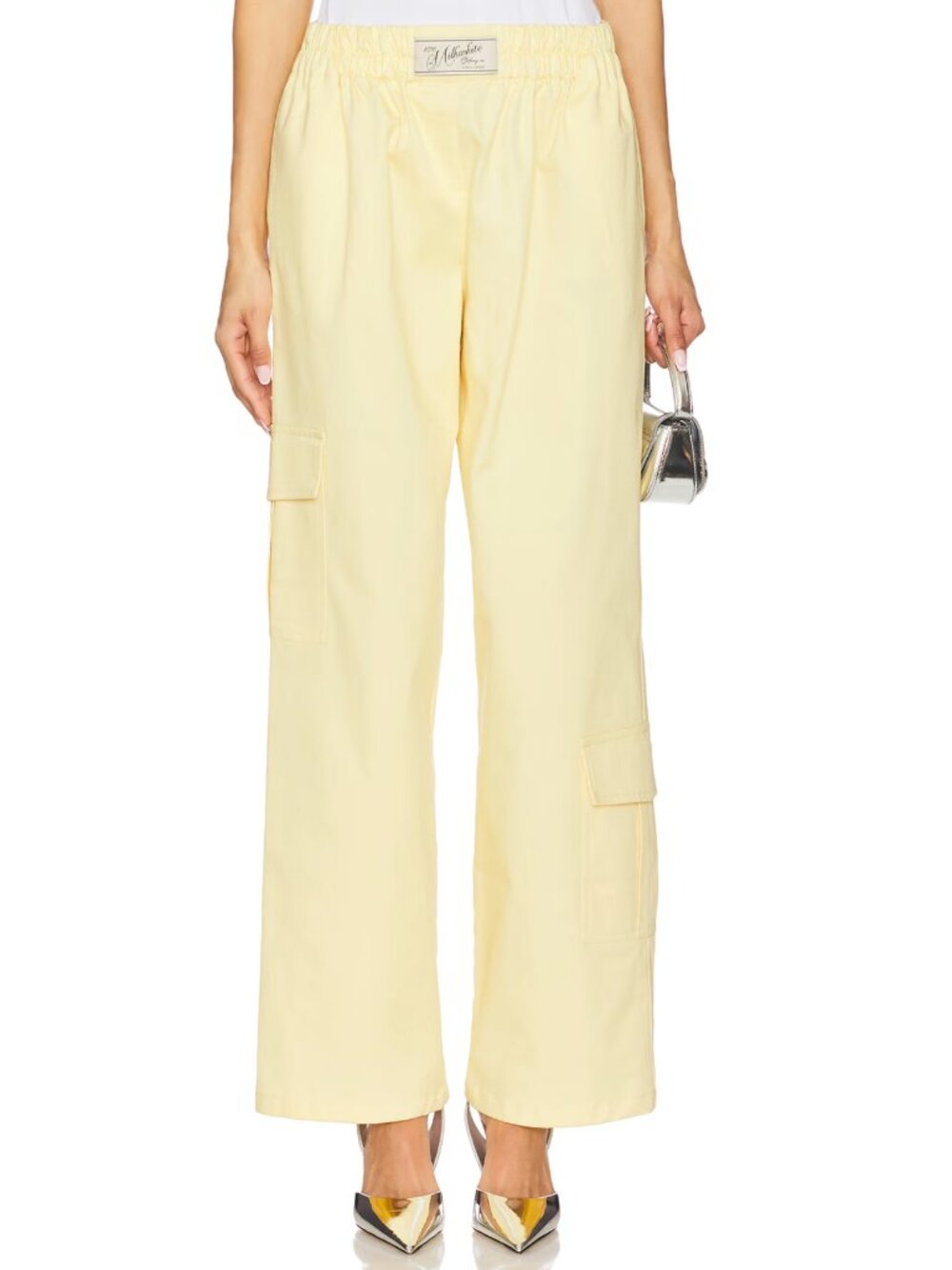 Milkwhite Wide Leg Pants in Yellow Track Pants Joggers Large L